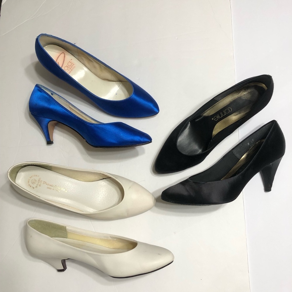 Three dressy pairs of shoes.